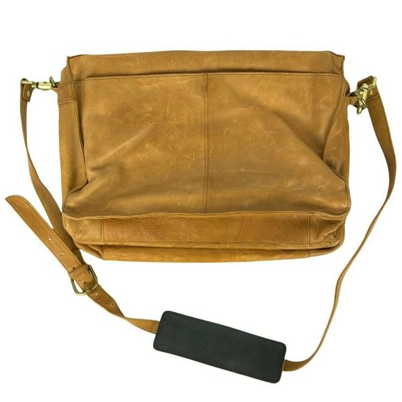 Vintage Shafmaster Leather Briefcase Tan With Shoulder Strap & Organizer Pockets - Picture 2 of 12